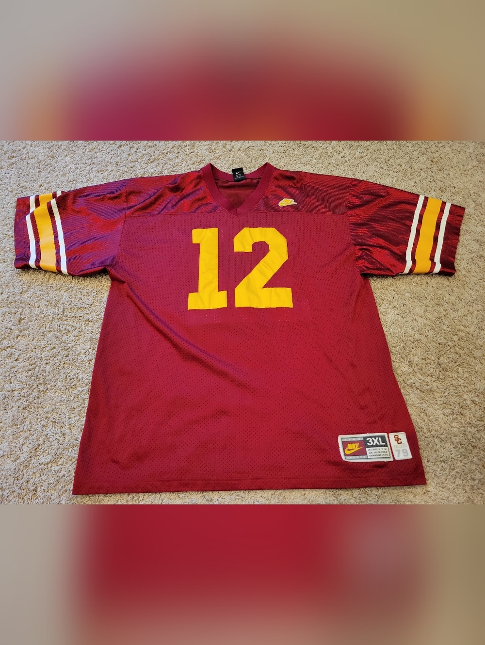 VTG Nike 3XL USC Trojans 12 Charles White Jersey Red Heisman Winner NCAA Stitch